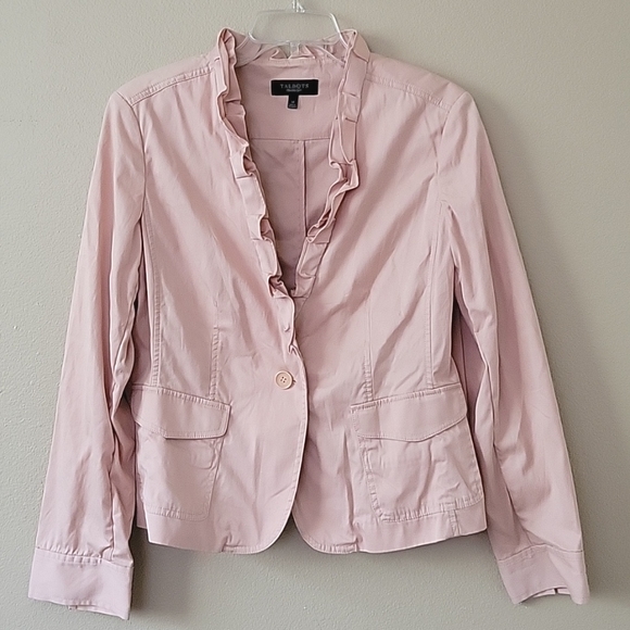 Talbots Jackets & Blazers - Talbots Pink Ruffle Single Button Jacket - Size 14